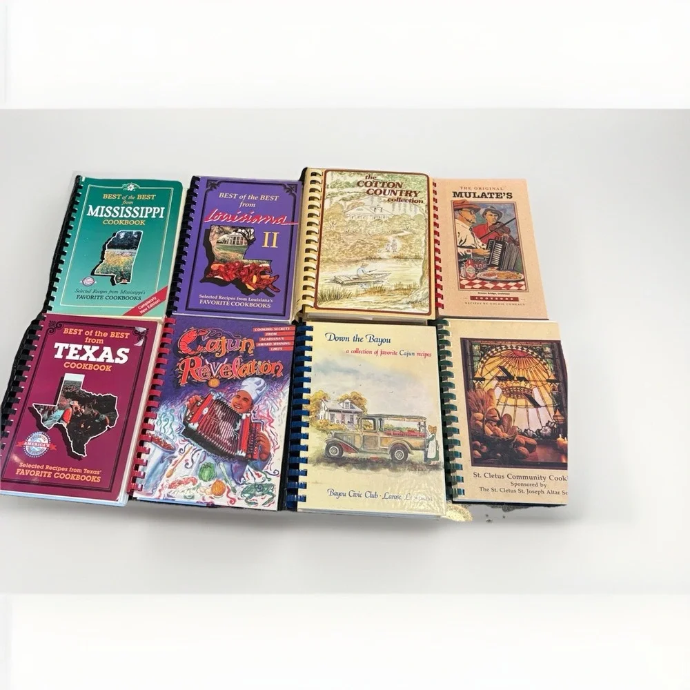Lot of 8 Southern Cajun Louisiana Texas‎ Mississippi Spiral Cookbooks Vintage